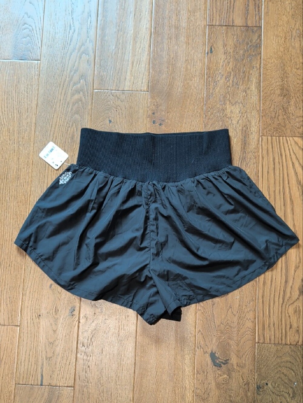 FP Movement by Free People Lined Black High-Waist Athletic Foldover Shorts